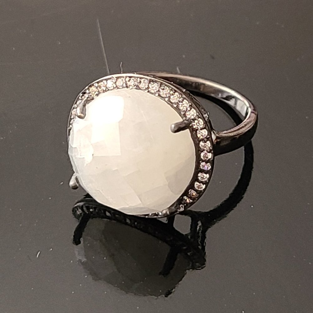 Moonstone Ring Size 8 Sterling silver oxidized -Rare ring -Fashion Jewelry - Picture 6 of 9